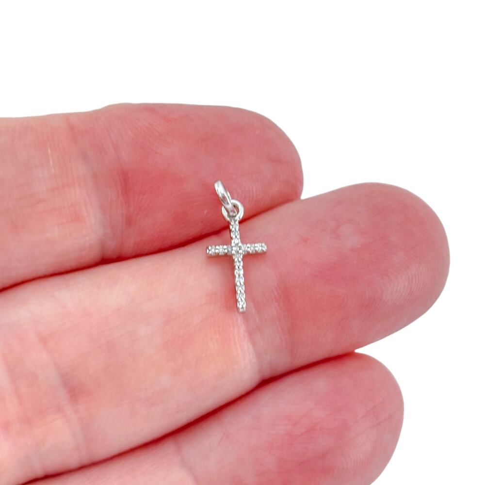 Vintage Sterling Silver 925 Diamond 0.09ctw Cross Pendant